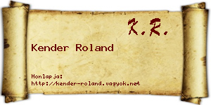 Kender Roland névjegykártya